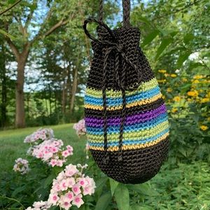 Bucket Bag 90s Y2K striped crochet purse